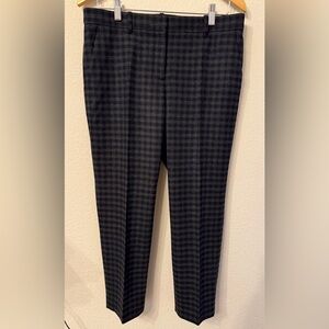 Theory Treeca Brisk Check Plaid Wool Cropped Straight Pants Women's Size 8